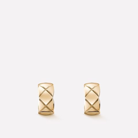Chanel Coco Crush J11754 Earrings Quilted Motif 18k Beige Gold 1