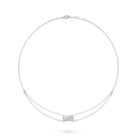 Chanel Coco Crush J11357 Necklace Quilted Motif 18k White Gold Diamond 1