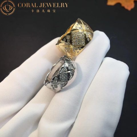 Chanel Coco Crush Ring J10862 Quilted Motif Large Version 18k Yellow Gold Diamonds 11