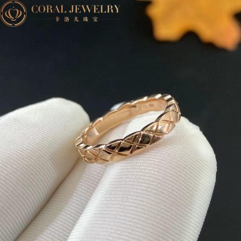 Chanel Coco Crush Ring J11785 Quilted Motif Mini Version 18k Beige Gold 4
