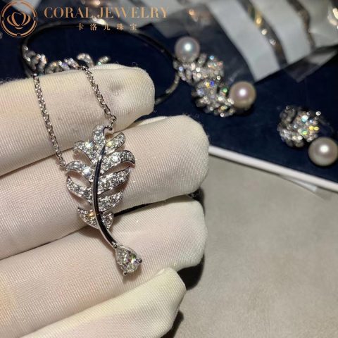 Chanel Plume De J10815 Chanel Necklace 18k White Gold Diamonds 8