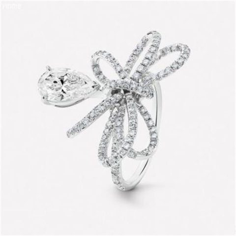 Chanel Ruban Ring 18k J4543 White Gold Center Diamond Diamonds 1