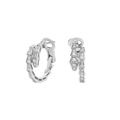 Bulgari 358360 Serpenti Viper 18 kt white gold earrings set with pavé diamonds 1