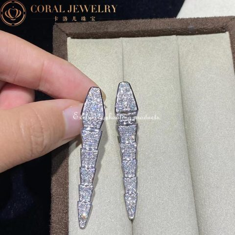 Bulgari Serpenti Viper 348320 earrigns in 18 kt white gold set with full pavé diamonds 14