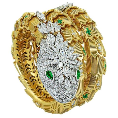 Bulgari Serpenti Gold Bracelet Diamond and Emerald Bracelet 1