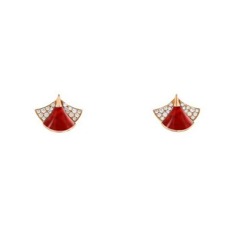 Bulgari Divas 356749-1-1 Dream Earrings Rose Gold Diamonds with Carnelian 1