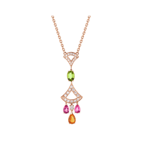 Bulgari Divas’ Dream 355613 Necklace Rose Gold Citrine Peridot Pink Tourmaline 1