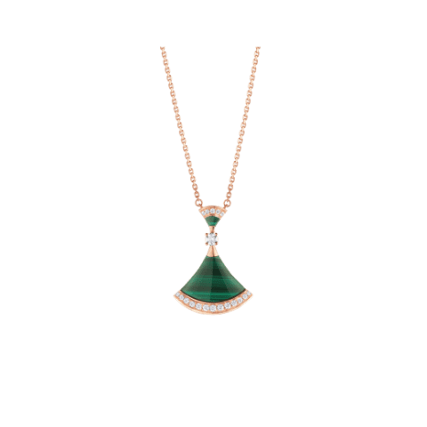Bulgari Divas’ Dream 351143 Necklace Rose Gold Malachite and Diamonds 1
