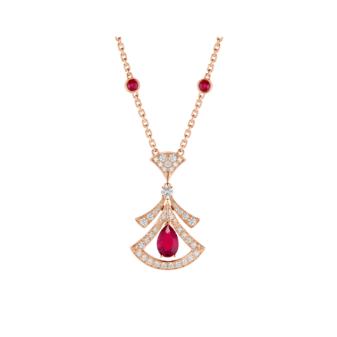 Bulgari Divas’ Dream 356953 Necklace Rose Gold Set Rubies and Diamonds 1