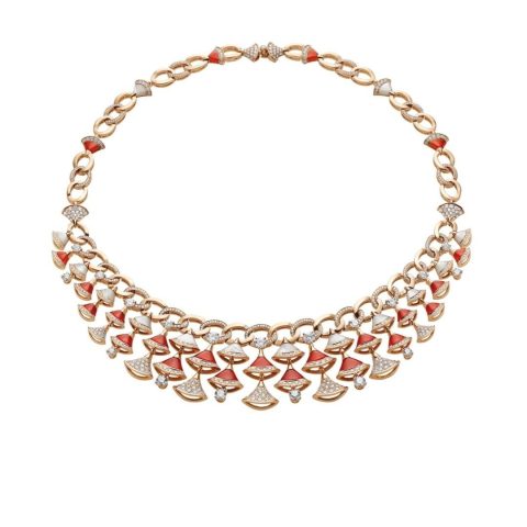 Bulgari Divas’ Dream 354092 Necklace Rose Gold with Carnelian Mother-of-pearl and Diamonds High Jewelry 1