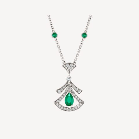 Bulgari Divas’ Dream 356955 Necklace White Gold Set Emeralds and Diamonds 1