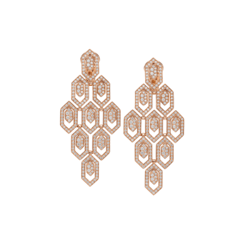 Bulgari Serpenti 356507 18 kt rose gold earrings set with pavé diamonds 1