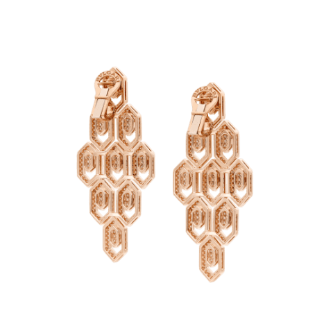 Bulgari Serpenti 356507 18 kt rose gold earrings set with pavé diamonds 2