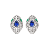 Bulgari Serpenti 355355 18 kt white gold earrings set with a blue sapphire on the head emerald eyes and pavé diamonds 1