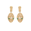 Bulgari Serpenti 354576 18 kt yellow gold earrings set with pavé diamonds and malachite eyes 1