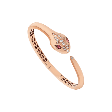 Bulgari 352819 Serpenti bracelet in 18 kt rose gold set with rubellite eyes and demi-pavé diamonds 1