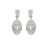 Bulgari Serpenti 352756 earrings in 18 kt white gold set with emerald eyes and full pavé diamonds 1