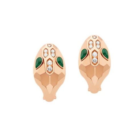 Bulgari Serpenti 352701 Rose Gold & Malachite Earrings 1