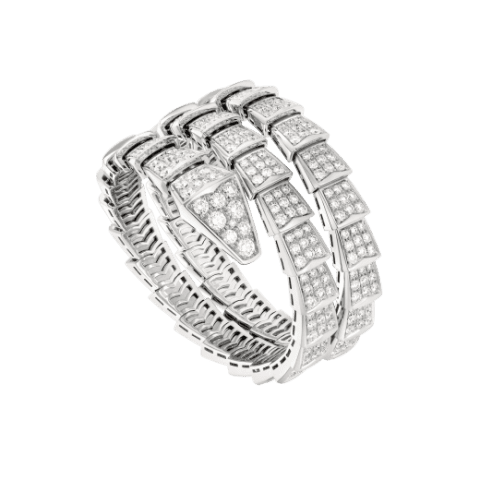 Bulgari Serpenti two-coil 345203 bracelet in 18 kt white gold set with full pavé diamonds 1