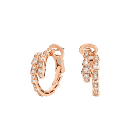 Bulgari Serpenti 358361 Viper 18 kt rose gold earrings set with pavé diamonds 1
