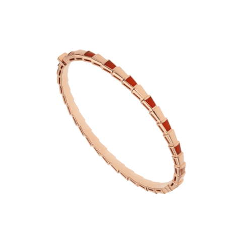 Bulgari BR858637 Serpenti Viper 18 kt rose gold thin bangle bracelet set with carnelian elements 1