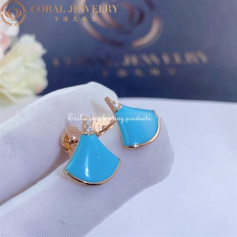 Bulgari Divas 353036 Dream Earrings Rose Gold Diamonds with Turquoise 7