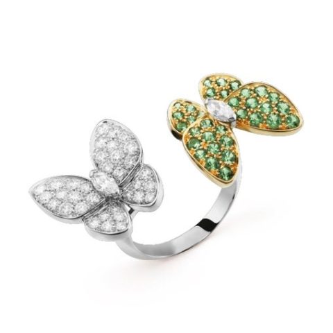 Van Cleef & Arpels VCARO6W500 Two Butterfly Between the Finger ring White gold Tsavorite ring 1