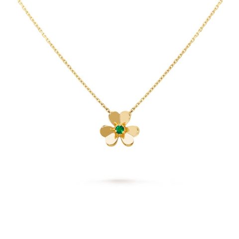 Van Cleef & Arpels VCARP7SB00 Frivole pendant mini model Yellow gold Emerald Necklace 1