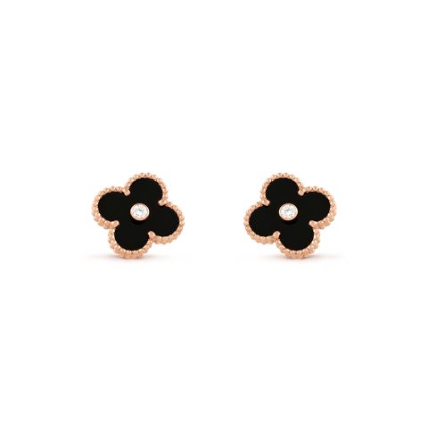 Van Cleef & Arpels VCARP2B100 Vintage Alhambra Limited Edition Earrings yellow gold onyx 1