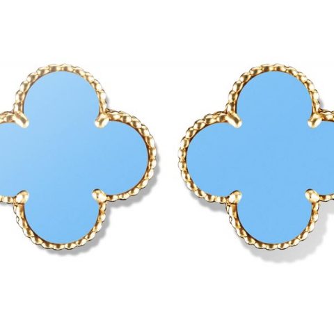 Van Cleef & Arpels VCARB90200 Magic Alhambra earrings 18K Yellow gold Turquoise earrings 1