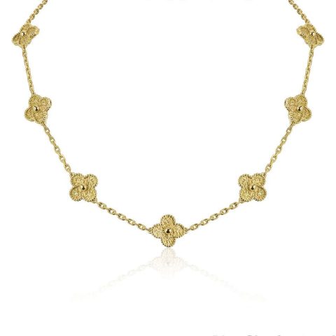 Van Cleef & Arpels necklace VCARO1ID00 Vintage Alhambra 10 motifs 18K yellow gold necklace 5