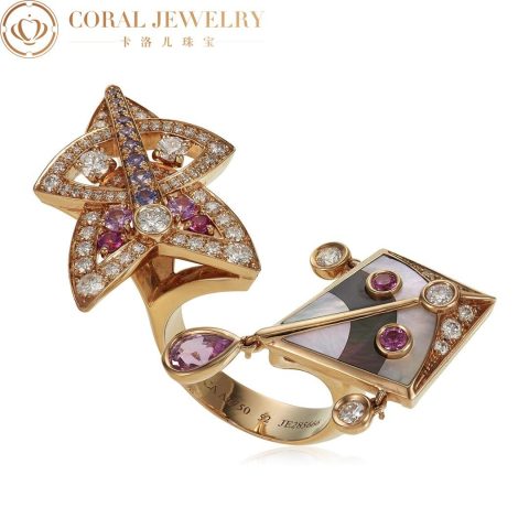 Van Cleef & Arpels VCARO5QH00 Cerfs-Volants Diamonds Color Sapphires Mother Of Pearl And Gold Ring 8