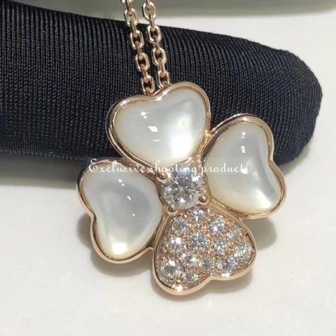Van Cleef & Arpels VCARO5BV00 Cosmos clip pendant medium model Rose gold Diamond Mother-of-pearl 4