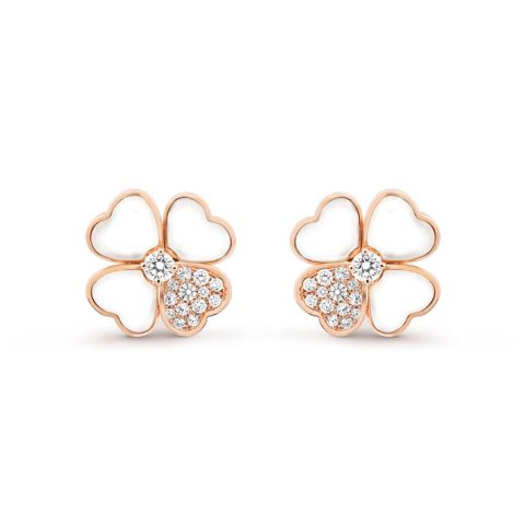 Van Cleef & Arpels VCARO5BZ00 Cosmos earrings medium model Rose gold Diamond Mother-of-pearl earrings 1