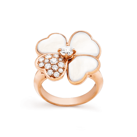 Van Cleef & Arpels VCARO51Y00 Cosmos ring medium model Rose gold Diamond Mother-of-pearl ring 1