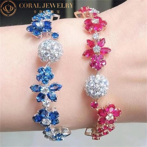 Van Cleef & Arpels VCARP05A00 Folie des Prés bracelet White gold Diamond Emeralds bracelet 4