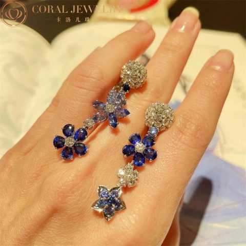 Van Cleef & Arpels VCARP05G00 Folie des Prés earrings White gold Diamond Sapphire 5