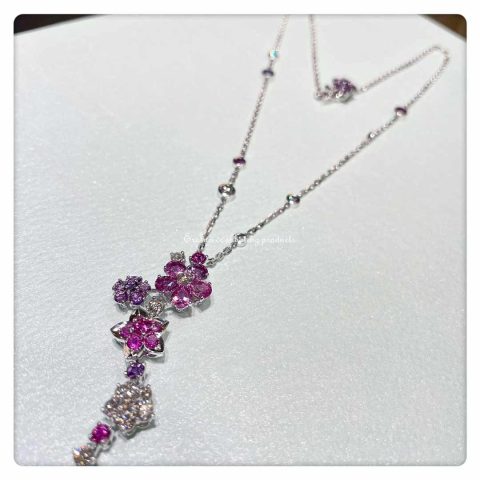 Van Cleef & Arpels Folie des Prés VCARP05L00 pendant White gold Diamond Sapphire Necklace 12