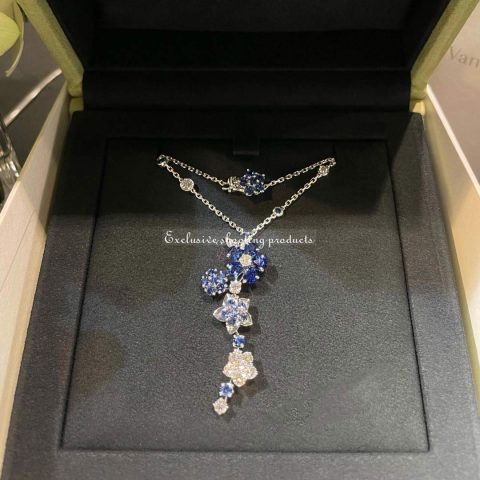 Van Cleef & Arpels VCARP05J00 Folie des Prés pendant White gold Diamond Sapphire Necklace 14