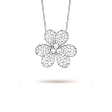 Van Cleef & Arpels VCARP6L600 Frivole clip pendant very large model White gold Diamond Necklace 1