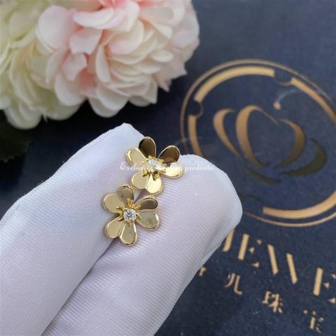 Van Cleef & Arpels VCARP0J300 Frivole earrings mini model Yellow gold Diamond earrings 6