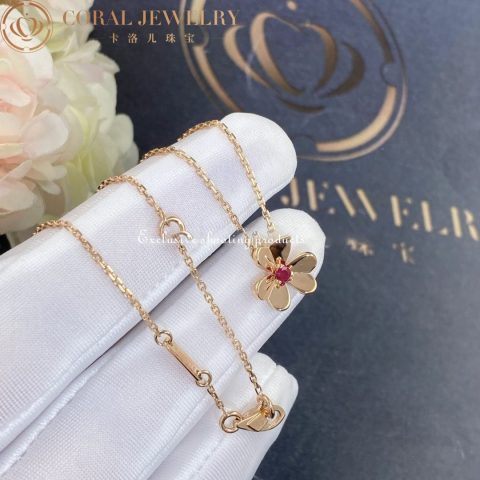 Van Cleef & Arpels VCARP7S800 Frivole pendant mini model Rose gold Ruby Necklace 9