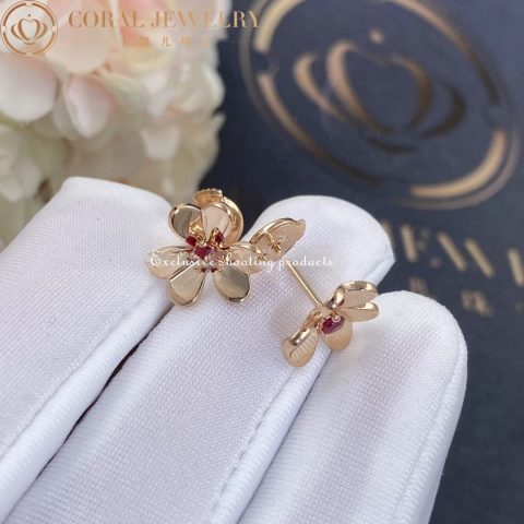 Van Cleef & Arpels VCARP7SA00 Frivole earrings mini model Rose gold Ruby earrings 8