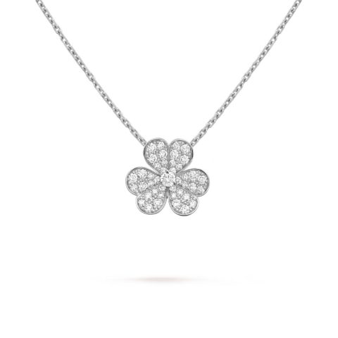 Van Cleef & Arpels VCARD31800 Frivole pendant small model White gold Diamond Necklace 1