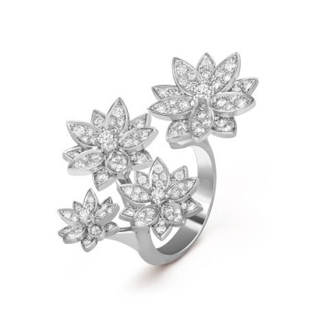 Van Cleef & Arpels VCARP7TF00 Lotus Between the Finger ring 4 flowers White gold Diamond ring 1