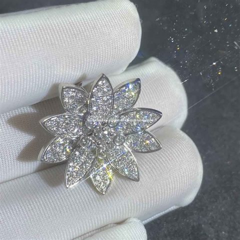 Van Cleef & Arpels VCARO6P800 Lotus clip pendant medium model White gold Diamond Necklace 11