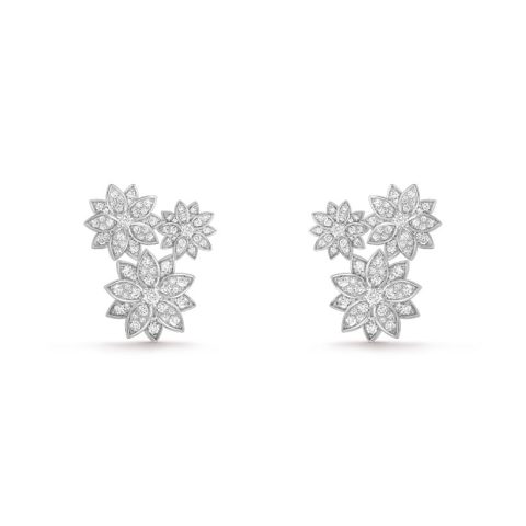 Van Cleef & Arpels VCARP7TH00 Lotus earrings 3 flowers White gold Diamond earrings 2