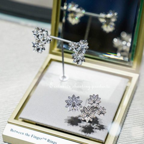 Van Cleef & Arpels VCARP7TH00 Lotus earrings 3 flowers White gold Diamond earrings 7