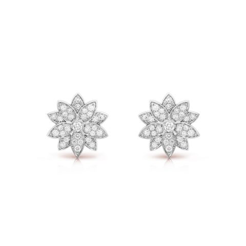 Van Cleef & Arpels VCARO96B00 Lotus earrings small model White gold Diamond earrings 1