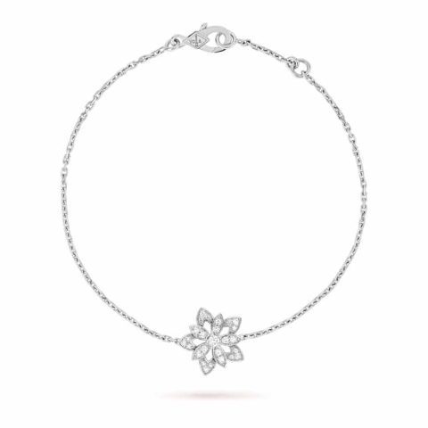 Van Cleef & Arpels VCARP1AB00 Lotus openwork bracelet mini model White gold Diamond 1